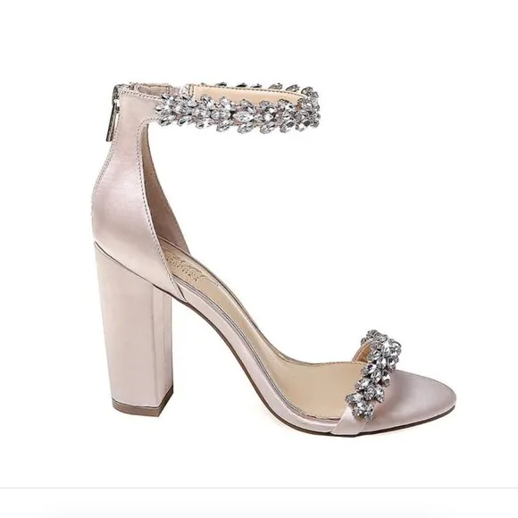 Women's Mayra Block Heel Evening Sandals Champagne Satin
