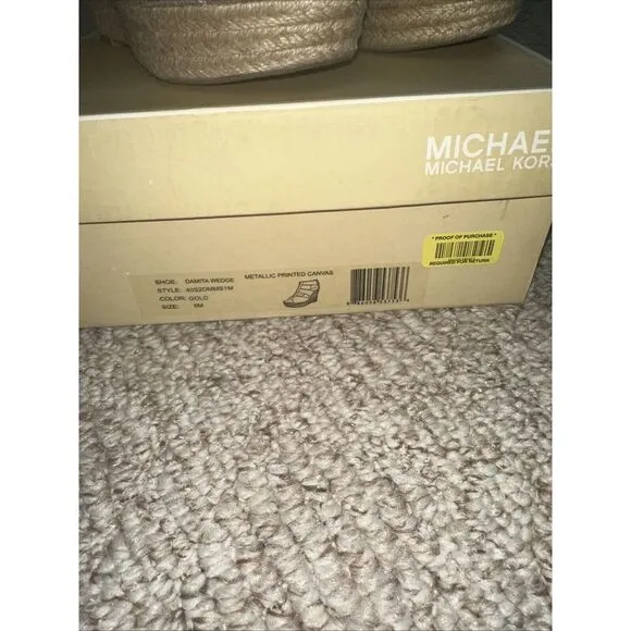 Womens Michael Kors Gold Espadrille Wedge Sandals Size US 6 EUC