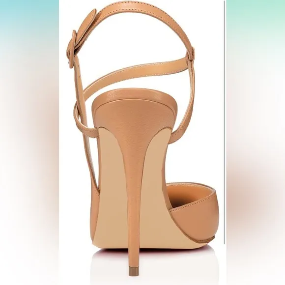 Women's Pumps Pointed Toe Stiletto Ankle Strap High Heel Slingback Sandals Nude