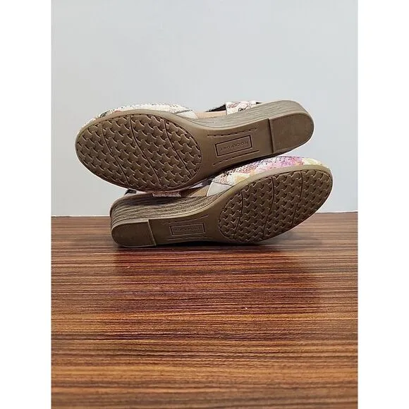 Women's Rockport‎ 9M Cobb Hill Floral Leather Perforated Judson Sling Sandal