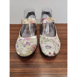 Women's Rockport‎ 9M Cobb Hill Floral Leather Perforated Judson Sling Sandal