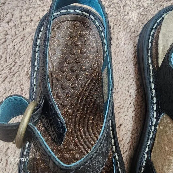 Women's Simple Black Leather Sandals Size 6