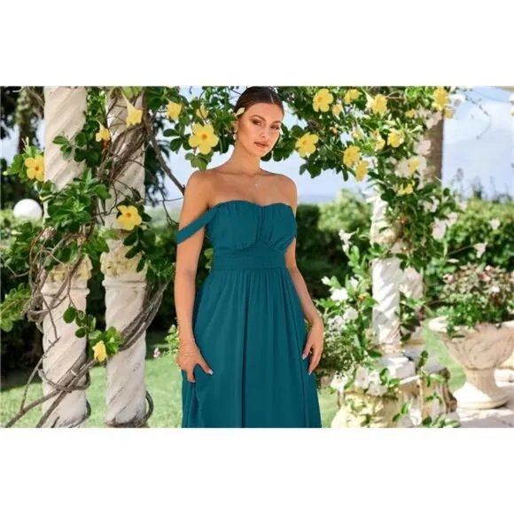 Women's Summer Solid Flowy A Line Dresses Peacock Blue