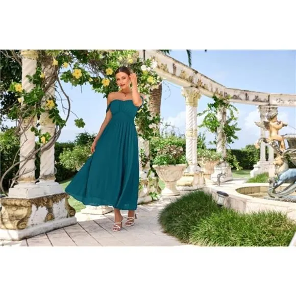 Women's Summer Solid Flowy A Line Dresses Peacock Blue