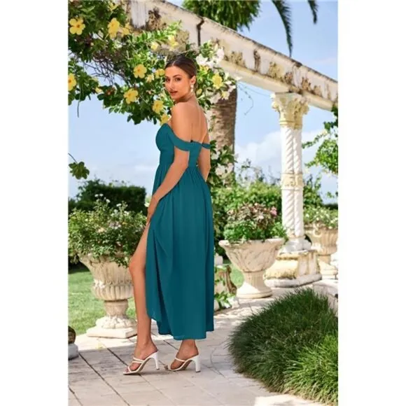 Women's Summer Solid Flowy A Line Dresses Peacock Blue