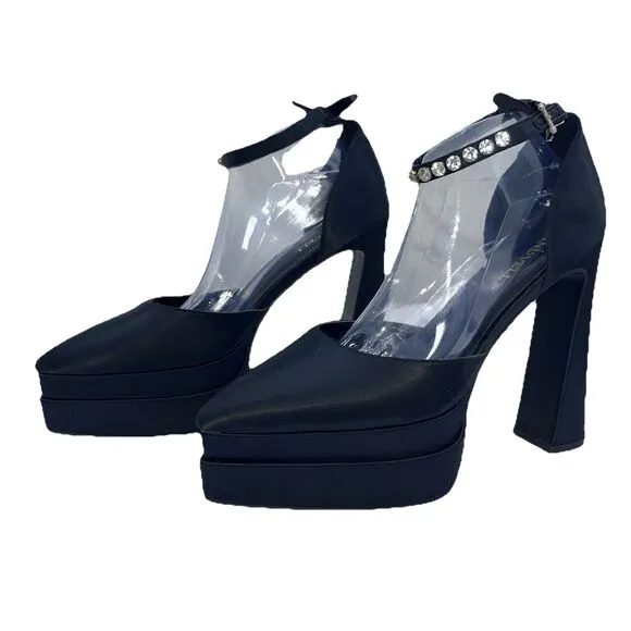 Women's Sz 11 Buckle Strap Pointed Toe Sandals High Heel Rhinestone Dress Shoes