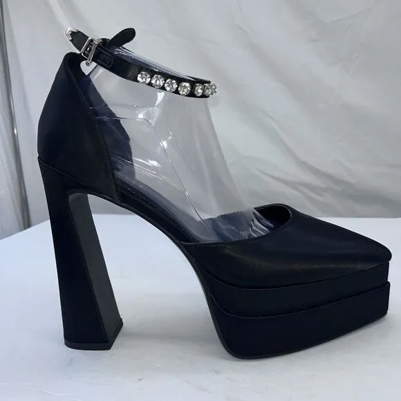 Women's Sz 11 Buckle Strap Pointed Toe Sandals High Heel Rhinestone Dress Shoes