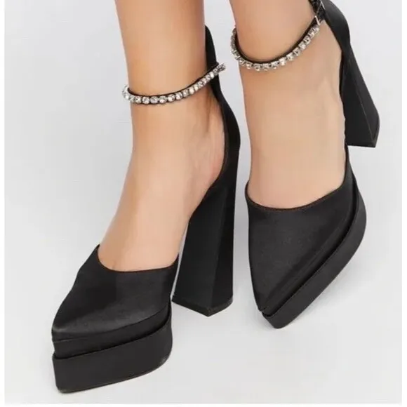 Women's Sz 11 Buckle Strap Pointed Toe Sandals High Heel Rhinestone Dress Shoes