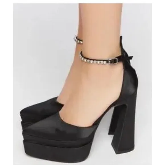 Women's Sz 11 Buckle Strap Pointed Toe Sandals High Heel Rhinestone Dress Shoes