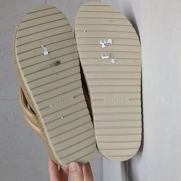 Women's VINCE Forest Leather Thong Espadrille Platform Sandals Size 8