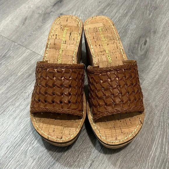 Women’s Wedge Sandals House of Harlow 1960 Cognac Cork Woven Size 7