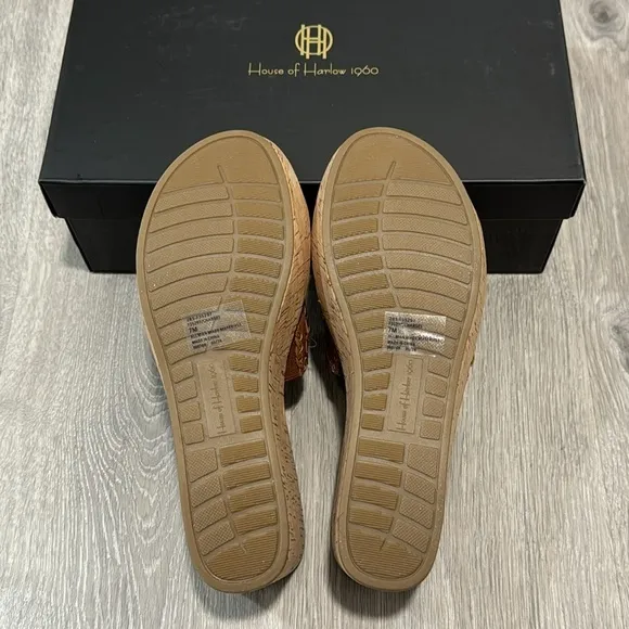 Women’s Wedge Sandals House of Harlow 1960 Cognac Cork Woven Size 7