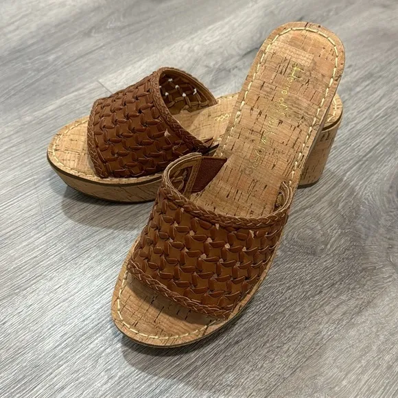 Women’s Wedge Sandals House of Harlow 1960 Cognac Cork Woven Size 7