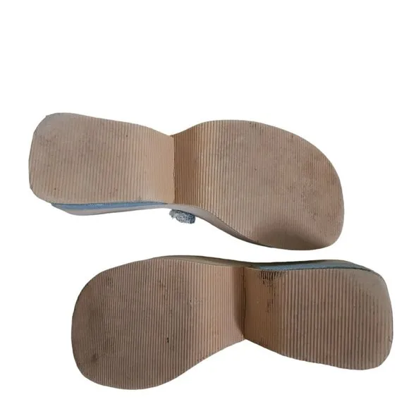 Womens Y2K BC Footwear Denim Platform Wedge Sandals 8