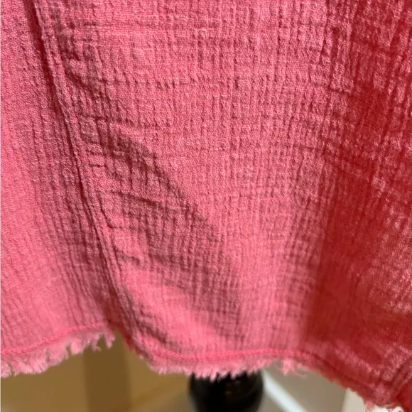 XCVI Edlyn Lightweight Gauze Blend Curved Hem V-Neck Dress w/Pockets NWT Sz S