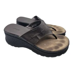 Xhilaration Y2K Platform Chunky Faux Leather Sandals Brown Size 7