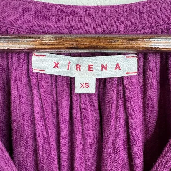 Xirena XS Purple Button-Down Shirt Dress MIDI Women Oversized