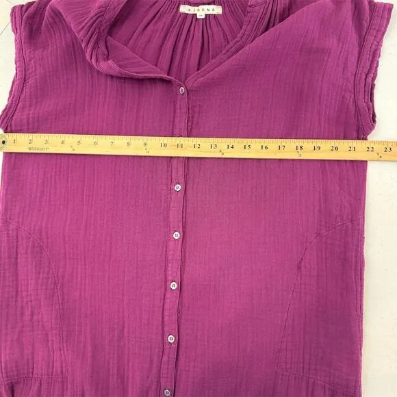 Xirena XS Purple Button-Down Shirt Dress MIDI Women Oversized