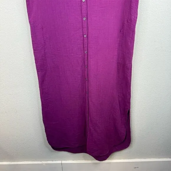 Xirena XS Purple Button-Down Shirt Dress MIDI Women Oversized