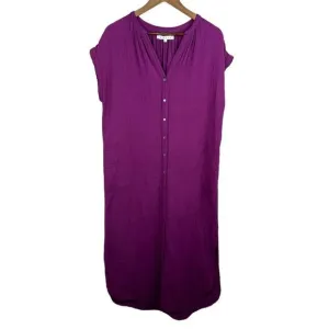Xirena XS Purple Button-Down Shirt Dress MIDI Women Oversized