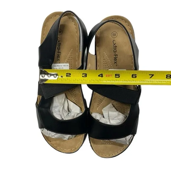 Xtra-Flex size 8W women’s black elastic strap sandals. Brand new never worn!