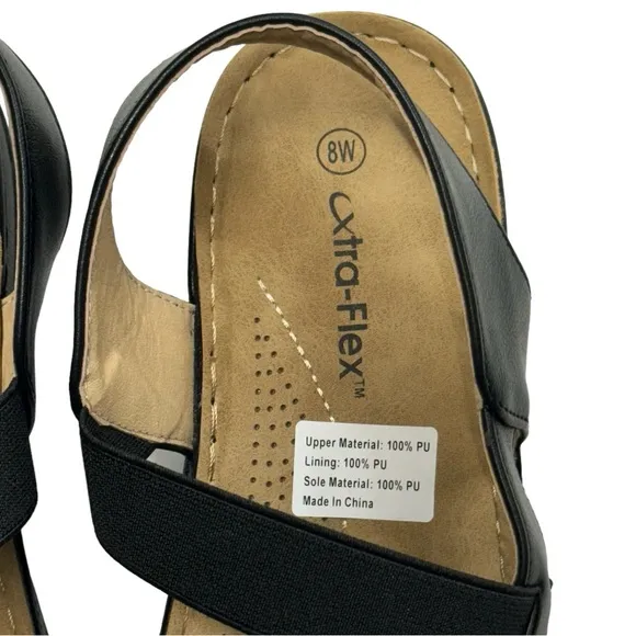 Xtra-Flex size 8W women’s black elastic strap sandals. Brand new never worn!