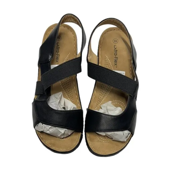 Xtra-Flex size 8W women’s black elastic strap sandals. Brand new never worn!