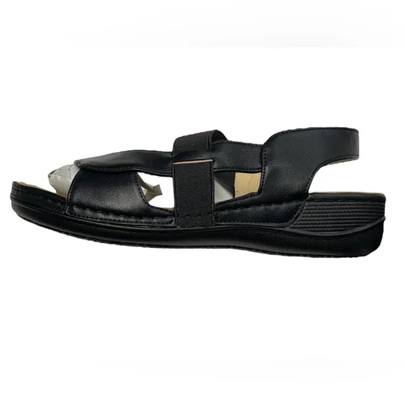 Xtra-Flex size 8W women’s black elastic strap sandals. Brand new never worn!