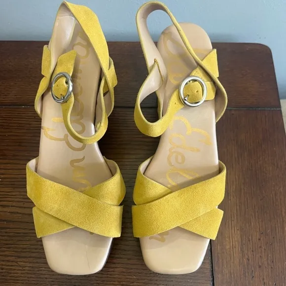 Yellow Suede Platform Sandals
