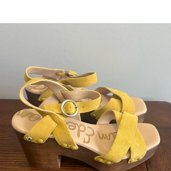 Yellow Suede Platform Sandals