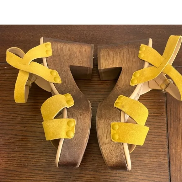Yellow Suede Platform Sandals