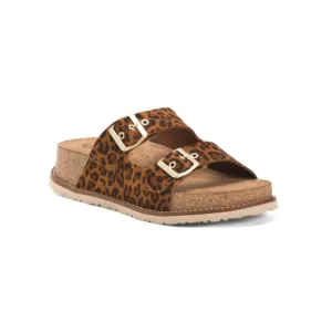 YOKONO leopard Made In Spain Leather Two Band Platform Sandals