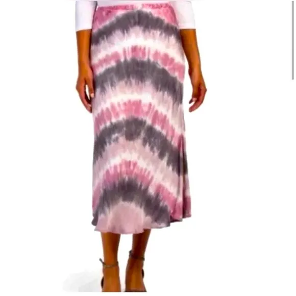 Young Fabulous &amp; Broke Satin Tie Dye Midi Skirt large