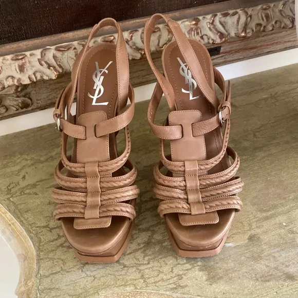 Yves Saint Laurent Leather Slingback Sandals