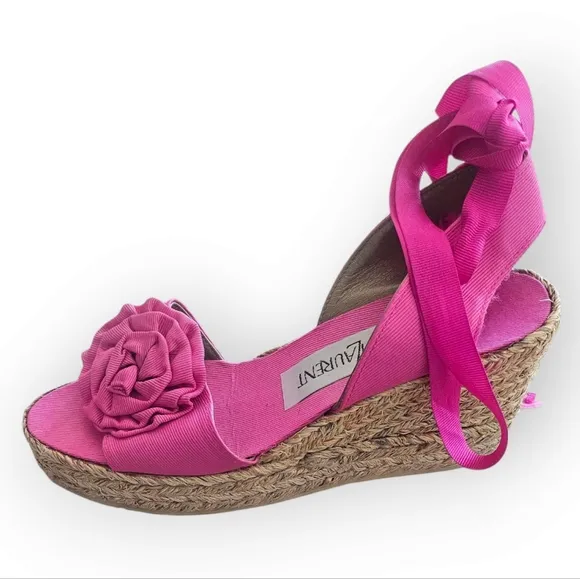 Yves Saint Laurent Pink Wedge Sandals