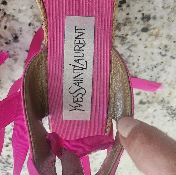 Yves Saint Laurent Pink Wedge Sandals