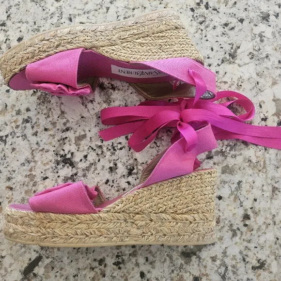 Yves Saint Laurent Pink Wedge Sandals