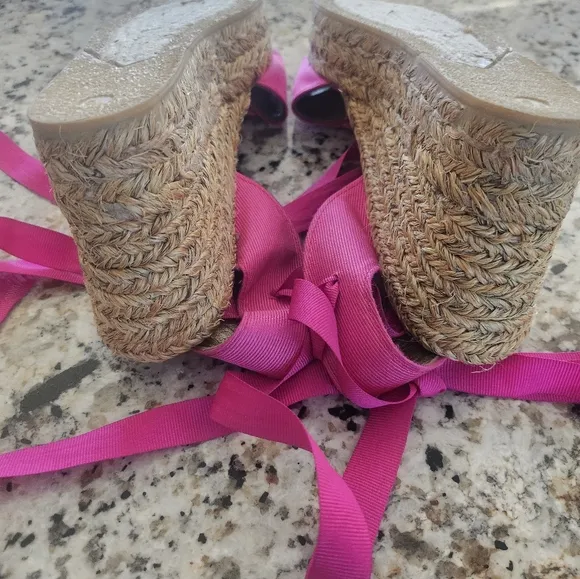 Yves Saint Laurent Pink Wedge Sandals