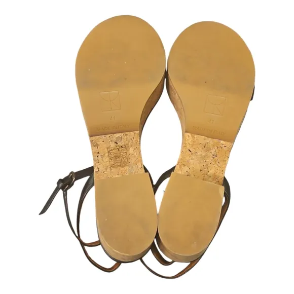 YVONNE KONÉ | Black Leather Platform Sandals in Size EU 41 / US 10.5