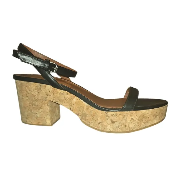 YVONNE KONÉ | Black Leather Platform Sandals in Size EU 41 / US 10.5