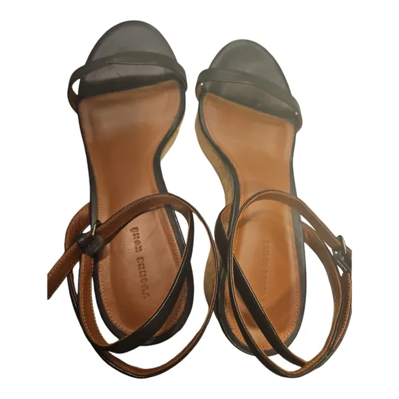YVONNE KONÉ | Black Leather Platform Sandals in Size EU 41 / US 10.5