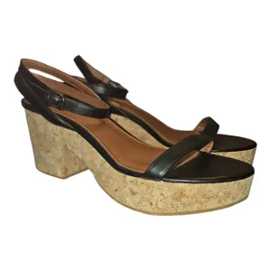 YVONNE KONÉ | Black Leather Platform Sandals in Size EU 41 / US 10.5