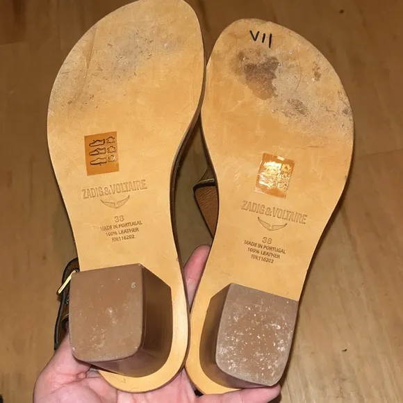 Zadig &amp; Voltaire Cecilia Crinkled Caprese Sandals Gold Size 38 US 7