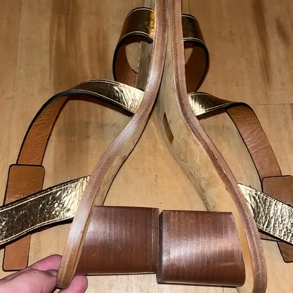 Zadig &amp; Voltaire Cecilia Crinkled Caprese Sandals Gold Size 38 US 7