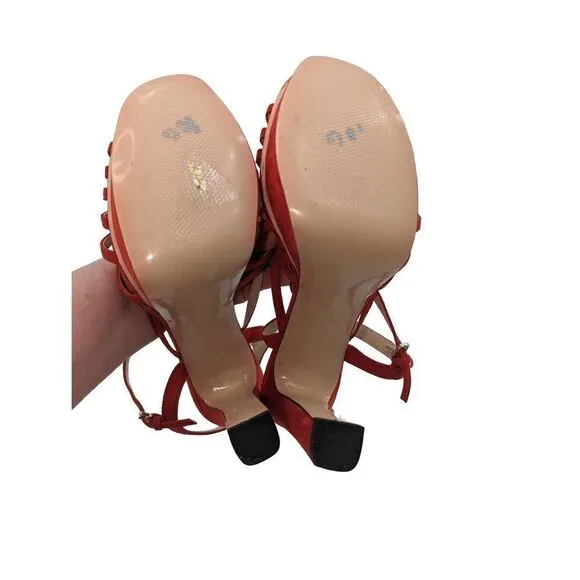 Zara Basic Women's Red Suede Platform Heels Sandals Size 40 EU