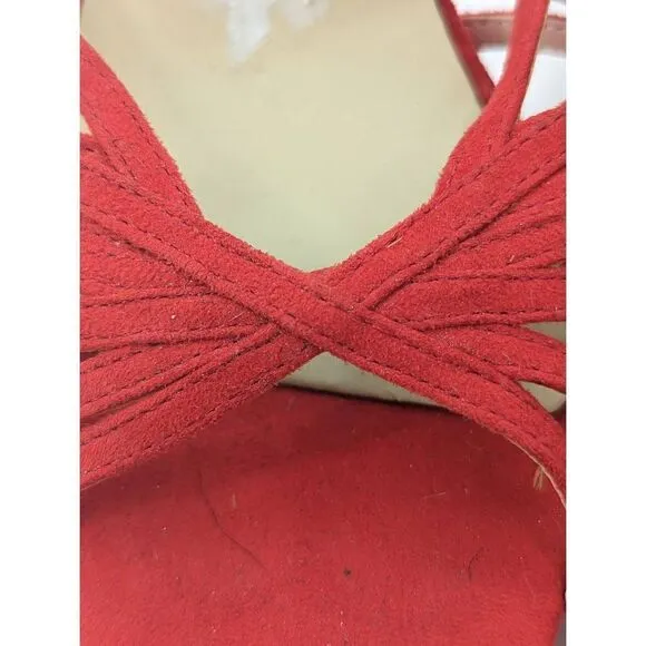 Zara Basic Women's Red Suede Platform Heels Sandals Size 40 EU