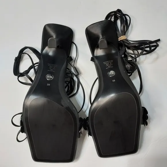 Zara beaded lace-up heeled sandals