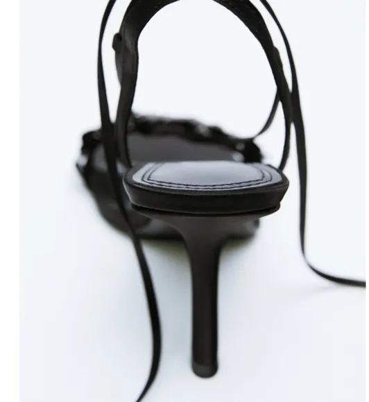 Zara beaded lace-up heeled sandals