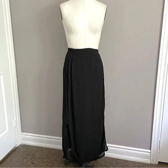 Zara Black Slit Wrap Long Maxi Skirt - M, made in Spain 🇪🇸