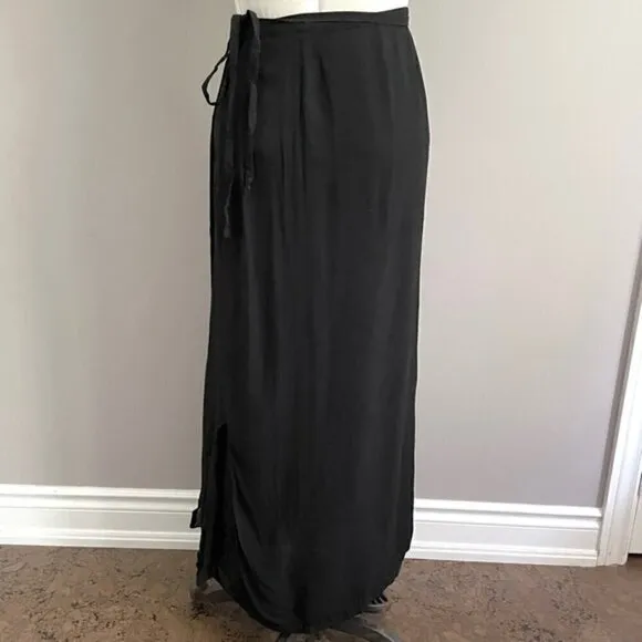 Zara Black Slit Wrap Long Maxi Skirt - M, made in Spain 🇪🇸